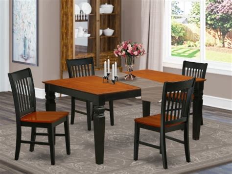 East West Furniture Weston Piece Dining Set With Wood Seat In Black