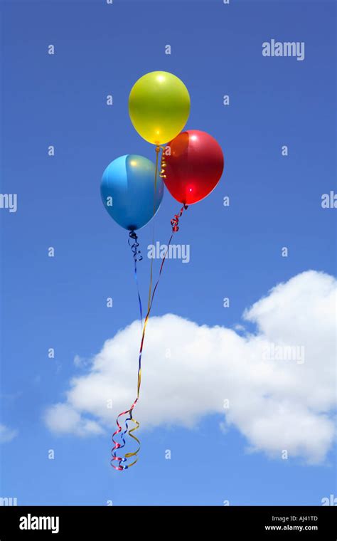 Three Helium Balloons Floating In The Sky Stock Photo 8351052 Alamy