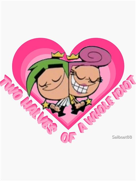 "Two Halves of a Whole Idiot (Cosmo and Wanda, Fairly Odd Parents)" Sticker for Sale by ...