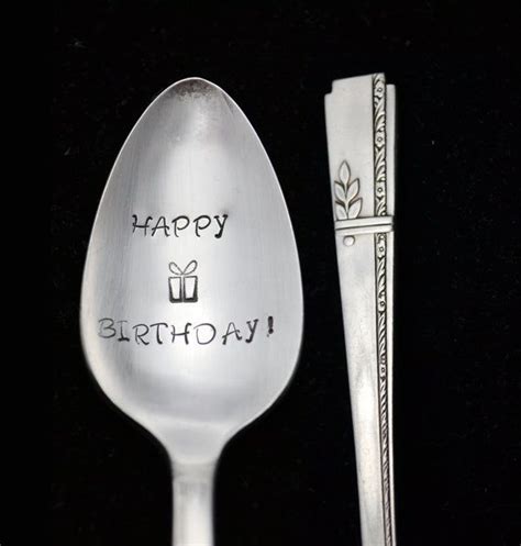 Stamped Spoon Happy Birthday Vintage By Thesilverwearshop On Etsy With