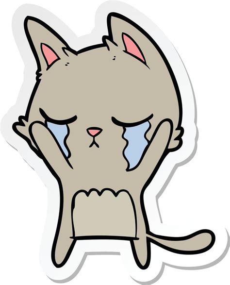 Sticker Of A Crying Cartoon Cat 10271581 Vector Art At Vecteezy