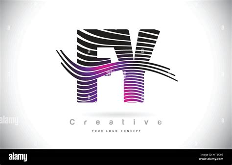 FY F Y Zebra Texture Letter Logo Design With Creative Lines And Swosh