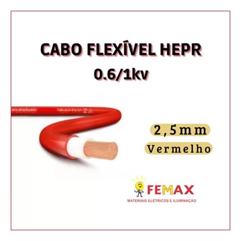 Cabo Flexível Hepr 2 5mm 0 6 1kv 100 Mt Vermelho Frete grátis