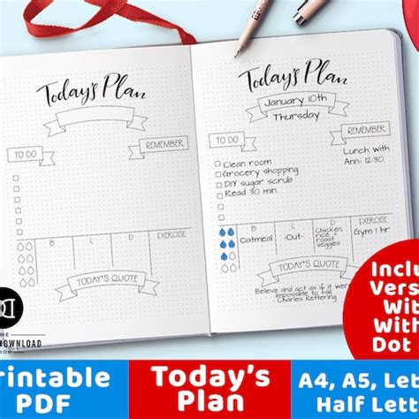 Bullet Journal Daily Template Printable Bujo Printable Daily Etsy