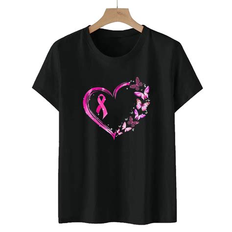 Fanxing Breast Cancer Shirts For Women Pink Ribbon Cancer Survivor T Shirts Inspirational Cancer