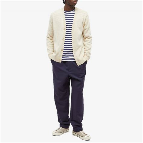 Comme Des Garçons Play Mens Invader Heart Striped Long Sleeve T Shirt In Navywhite Comme Des