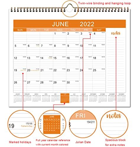 2022 Calendar Monthly Wall Calendar From Jan 2022 Dec 2022 145 X 118 Inches With Julian