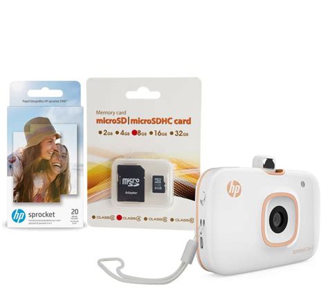 HP Sprocket 2 In 1 Portable Photo Printer Camera W 8GB SD Card