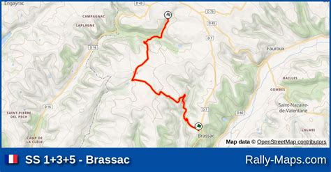 SS 1 3 5 Brassac stage map Rallye Régional du Chasselas 2016 Coupe