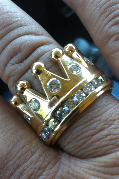 Gold 75 Ct Diamond Mens Crown Ring Gold Chains For Men Mens Gold