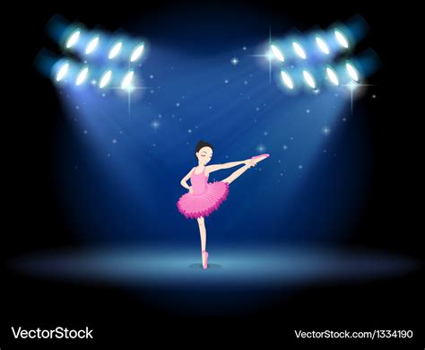 A Girl Dancing Ballet At The Stage With Spotlights