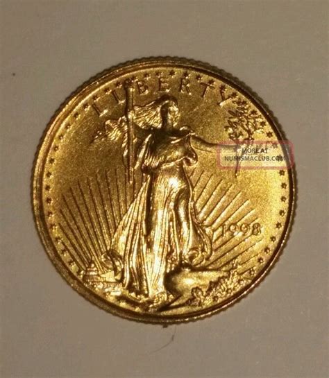 110 Oz Fine Gold 1998 American Eagle 5 Standing Liberty 5 Dollar Coin