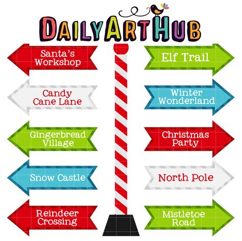 Holiday Arrow Road Sign Clip Art Set Daily Art Hub Graphics