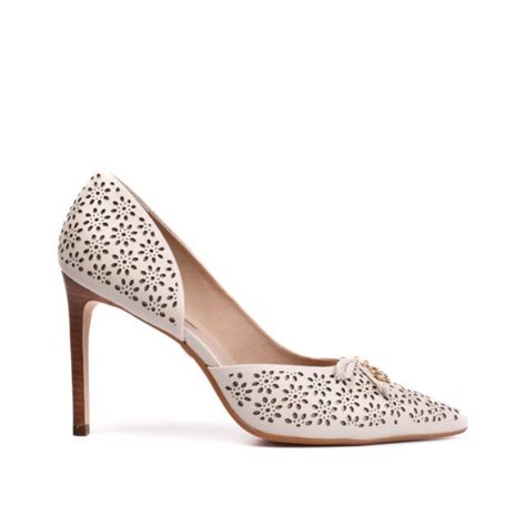 Scarpin Couro Branco Laser Cut Floral Jorge Bischoff Sapatos Bolsas