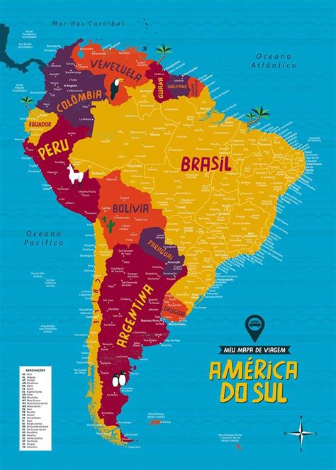 América Do Sul Países E Regiões - Mapa De América Do Sul : Mapa da América do Sul: países, regiões ...