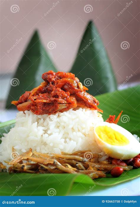 Traditional Malaysia Coconut Rice Nasi Lemak Stock Photo Image Of