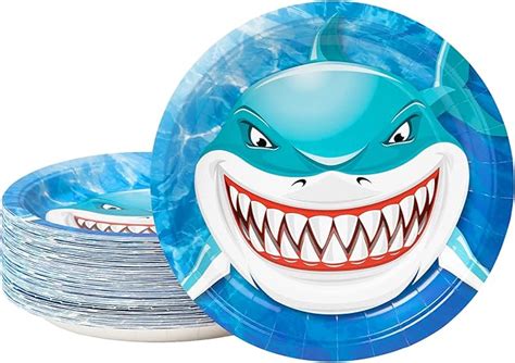 Amazon Decorlife Count Shark Plates Inch Shark Birthday