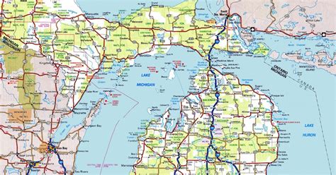 Michigan State Road Map | Tourist Map Of English