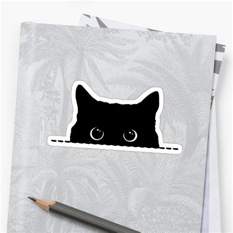 Black Cat Peeking Sticker By Nameonshirt Redbubble