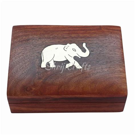 Rectangular Polished Sheesham Wood Elephant Jewellery Box At Rs 155