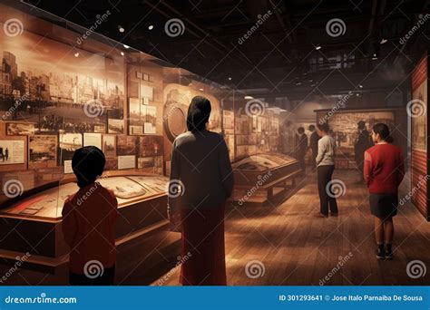 Interactive Museum Exhibits Highlighting The Stock Illustration