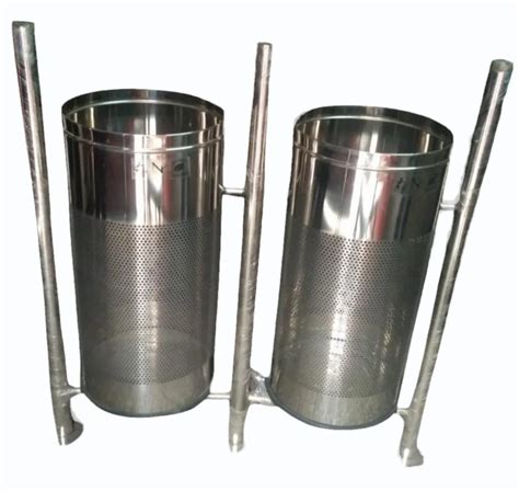 Open Top SS316 Stainless Steel Double Pole Dustbin For Office