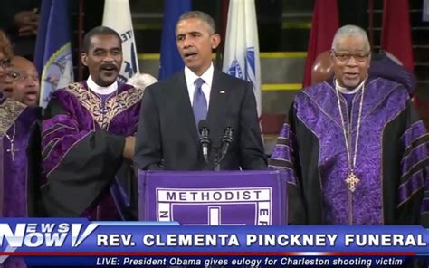 President Obama Leads The Crowd In Amazing Grace At Rev Pinckneys