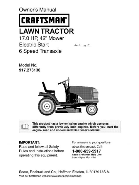 Manual For Craftsman Lt2000 Riding Lawn Mower