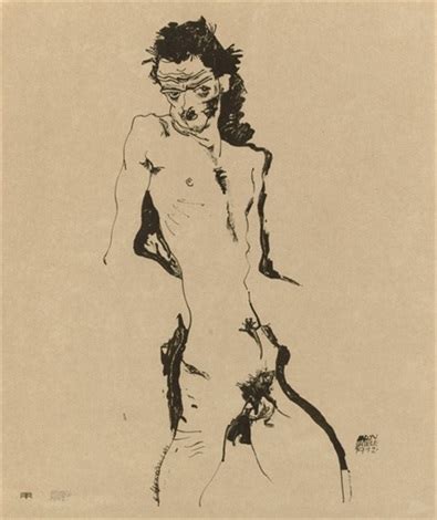 Egon Schiele Seated Male Nude Self Portrait Detail A Photo Hot Sex