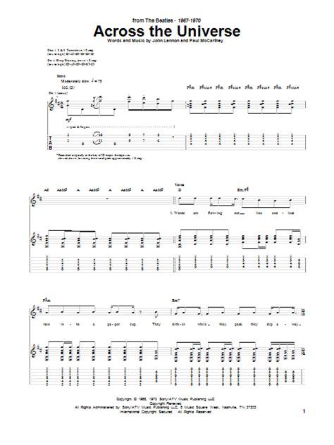 Across The Universe by The Beatles - Guitar Tab - Guitar Instructor