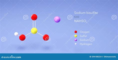 Sodium Bisulfite Molecule Molecular Structures Food Additive E222 3d