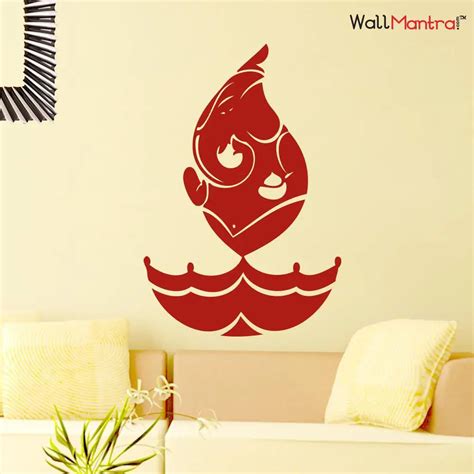 Ganesha in Diya Shape Wall Sticker - WallMantra