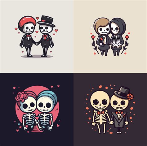 Cute Skeleton Couple 28009565 Vector Art At Vecteezy