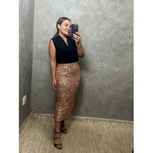 SAIA MIDI EM PAETÊ C FENDA Marikitta Roupas