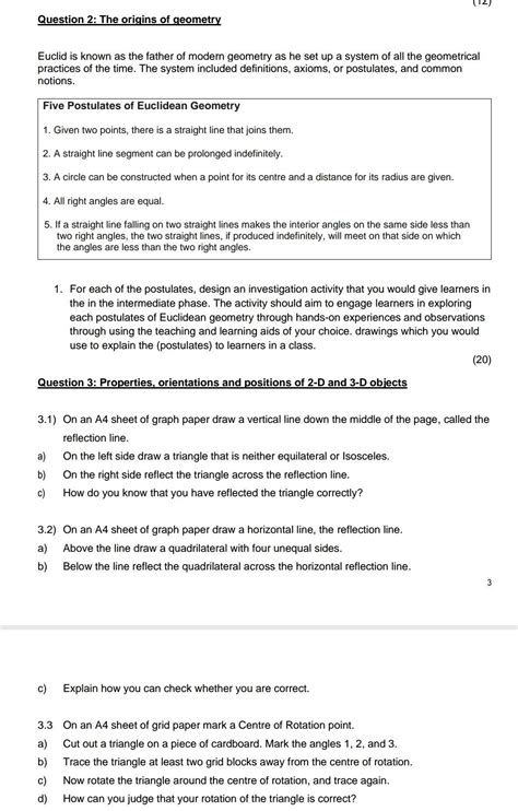 Solved Question 2: The origins of geometry Euclid is known | Chegg.com