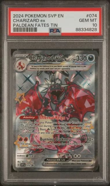 Pokemon Svp En Sv Shiny Charizard Ex Paldean Fates Tin Promo Psa