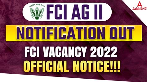 FCI Recruitment 2022 Out FCI Vacancy 2022 Official Notice YouTube