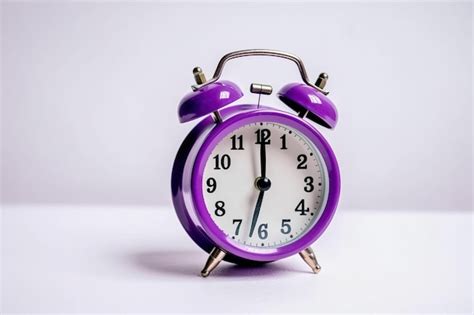 Premium AI Image Purple Alarm Clock On A White Background