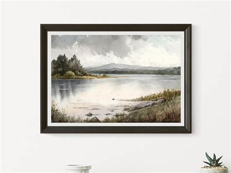 Lake Scene Printable, Summer Watercolor Painting, Print in Over 25 ...