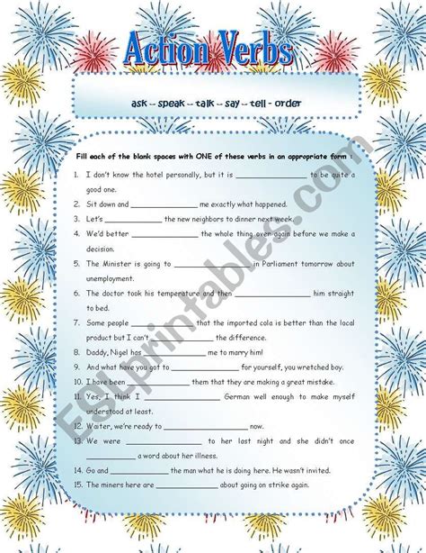 Action Verbs Esl Worksheet By Bilhaq