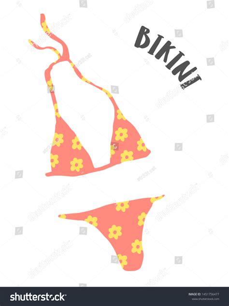 Summer Flower Swimsuit Bikini Drawing Hand Stock Vector Royalty Free 1451756477 Shutterstock
