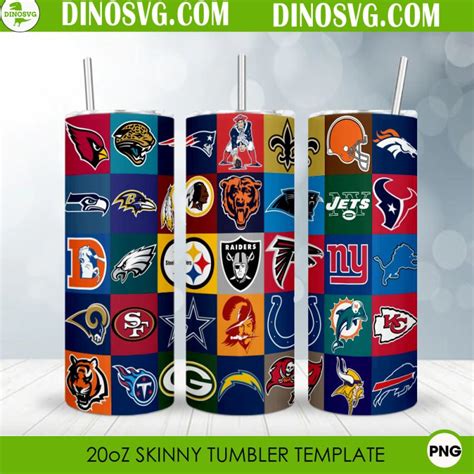 NFL Teams 20oz Skinny Tumbler Wrap PNG American Football Tumbler