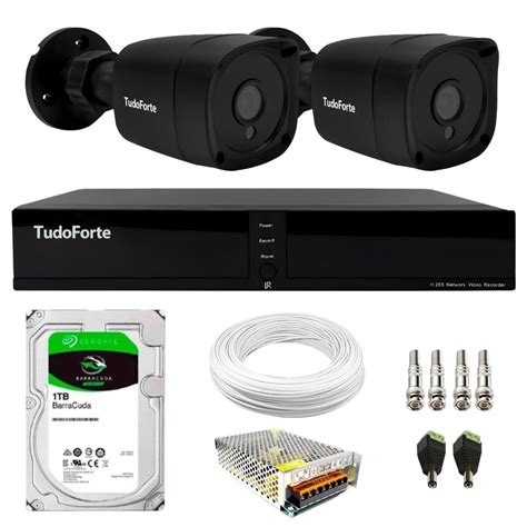 Kit 2 Câmeras Bullet Black Tudo Forte TF 2020 B Full HD 1080p Visão