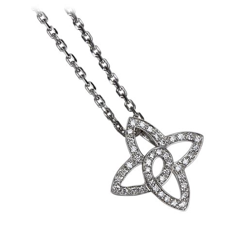 Louis Vuitton Vintage Quatrefoil Diamond Necklace White Gold 18k