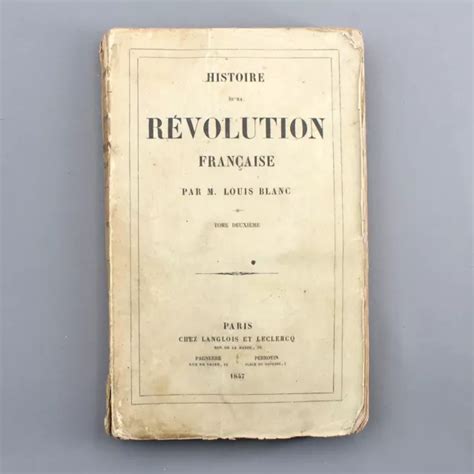 HISTOIRE DE LA RÉVOLUTION FRANÇAISE T2 LOUIS BLANC Ed LANGLOIS