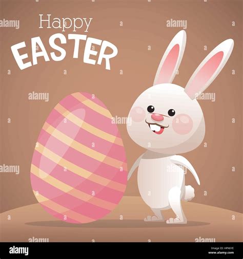 Happy Easter Card Bunny Big Egg Stock Vector Image And Art Alamy