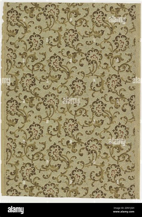 Sidewall Machine Printed Paper On Beige Textured Ground Allover