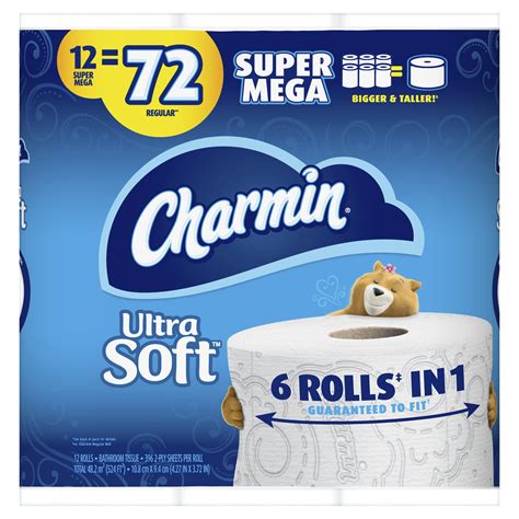 Charmin Ultra Soft Toilet Paper 12 Super Mega Rolls 396 Sheets Per