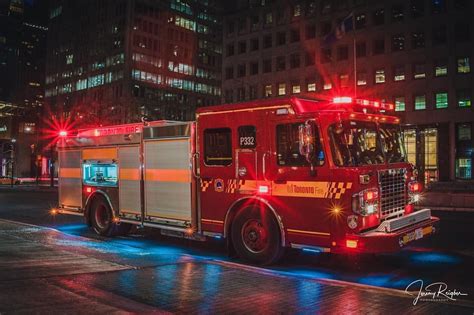 Stunning View Of Toronto Fire Pumper In Action