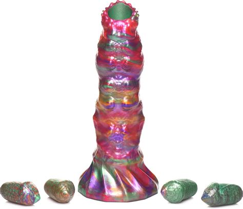 CREATURE COCKS Larva Silicone Ovipositor Dildo W Eggs For Men Women Couples Textured Tunnel